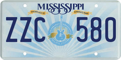 MS license plate ZZC580