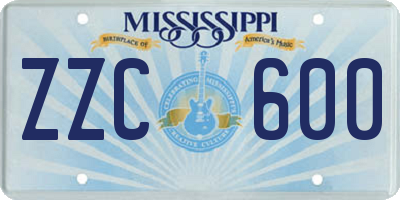 MS license plate ZZC600