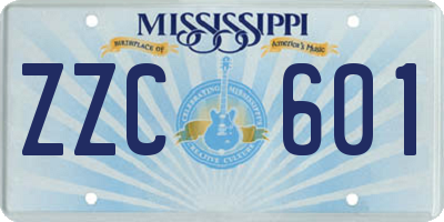 MS license plate ZZC601