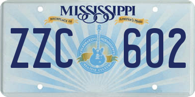 MS license plate ZZC602