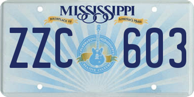 MS license plate ZZC603