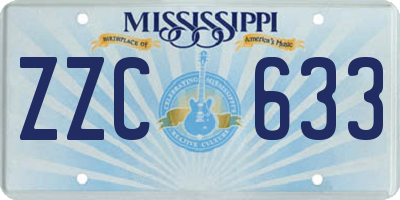 MS license plate ZZC633