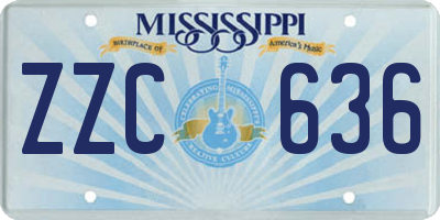 MS license plate ZZC636