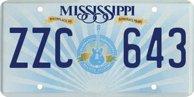 MS license plate ZZC643