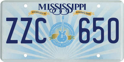 MS license plate ZZC650