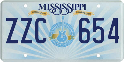 MS license plate ZZC654