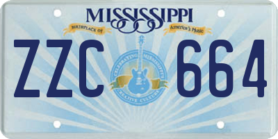 MS license plate ZZC664