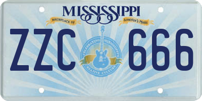 MS license plate ZZC666