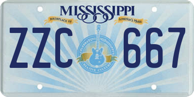 MS license plate ZZC667