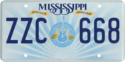 MS license plate ZZC668