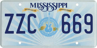 MS license plate ZZC669