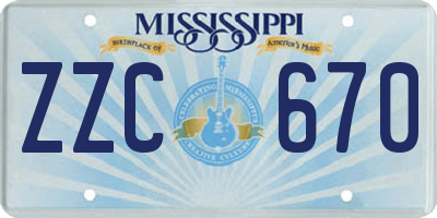 MS license plate ZZC670