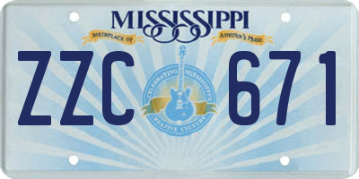 MS license plate ZZC671
