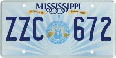 MS license plate ZZC672