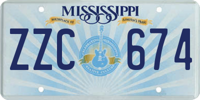 MS license plate ZZC674