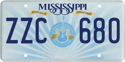 MS license plate ZZC680