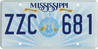 MS license plate ZZC681
