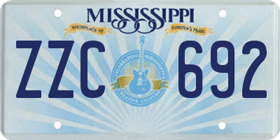 MS license plate ZZC692