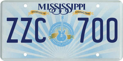 MS license plate ZZC700