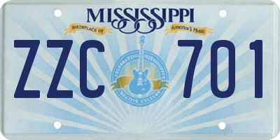 MS license plate ZZC701