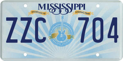 MS license plate ZZC704