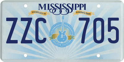 MS license plate ZZC705