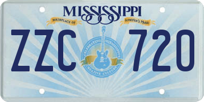 MS license plate ZZC720