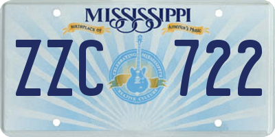 MS license plate ZZC722