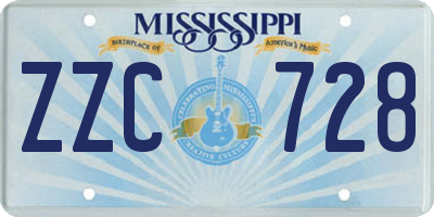 MS license plate ZZC728