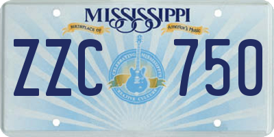 MS license plate ZZC750