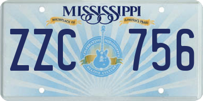 MS license plate ZZC756