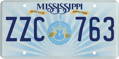 MS license plate ZZC763