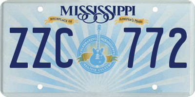 MS license plate ZZC772