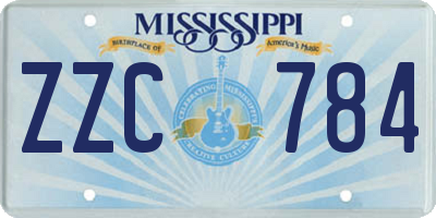 MS license plate ZZC784