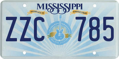 MS license plate ZZC785
