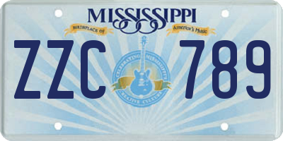 MS license plate ZZC789