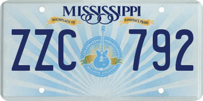 MS license plate ZZC792