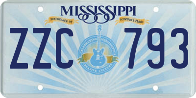 MS license plate ZZC793
