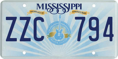 MS license plate ZZC794