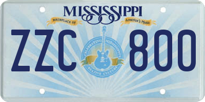 MS license plate ZZC800