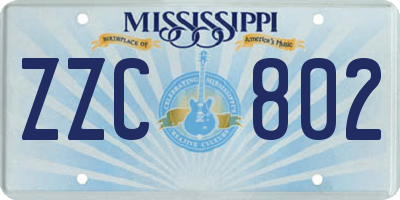 MS license plate ZZC802