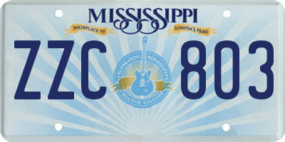 MS license plate ZZC803