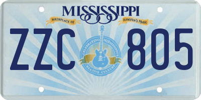 MS license plate ZZC805