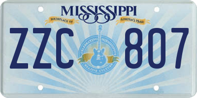 MS license plate ZZC807