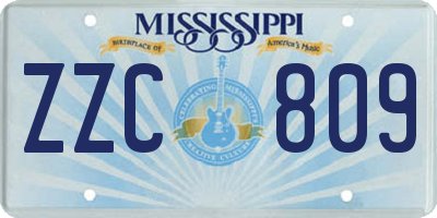 MS license plate ZZC809