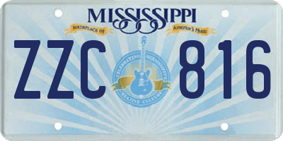 MS license plate ZZC816