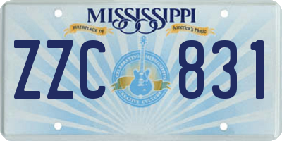 MS license plate ZZC831