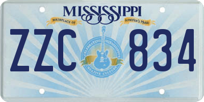 MS license plate ZZC834