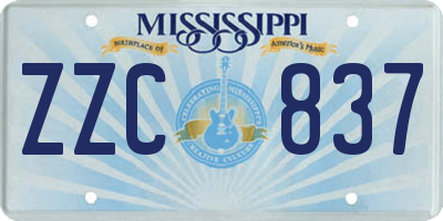 MS license plate ZZC837