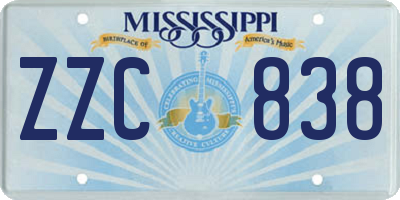 MS license plate ZZC838